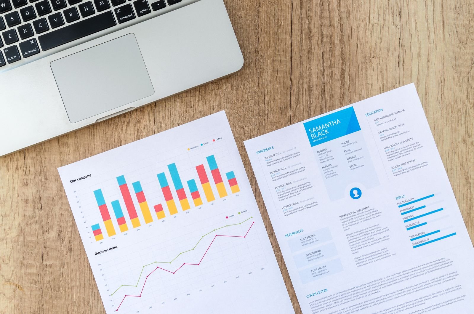 Tableau de bord analytique sur ordinateur portable